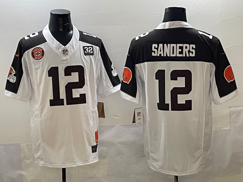 Men Cleveland Browns #12 Sanders white Nike NFL 2025 Jersey 001